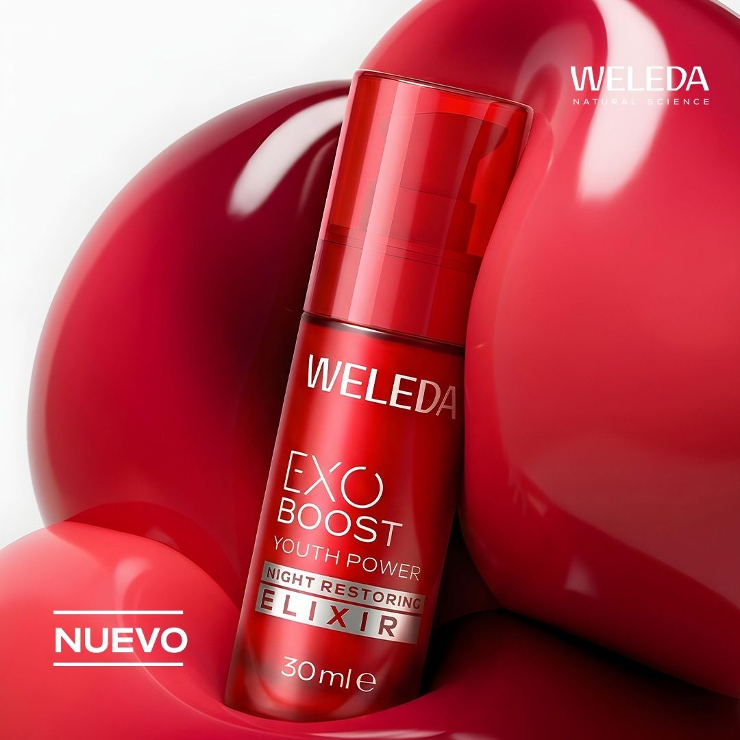 Weleda Facebook ad: Nuevo EXO Boost Night Repair Elixir.