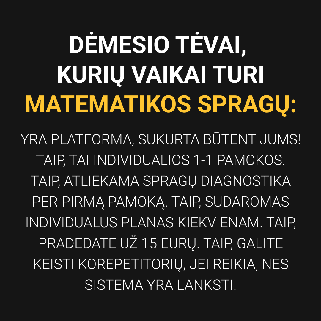 Matematikos Korepetitorė Justina Facebook ad: Išankstinė registracija