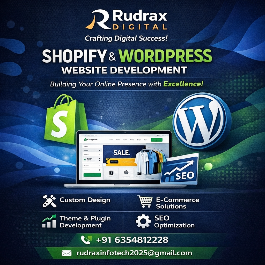 Rudrax Digital Shopify & WordPress & Digital Marketing Experts Facebook ad: Shopify Website Starting ₹5999