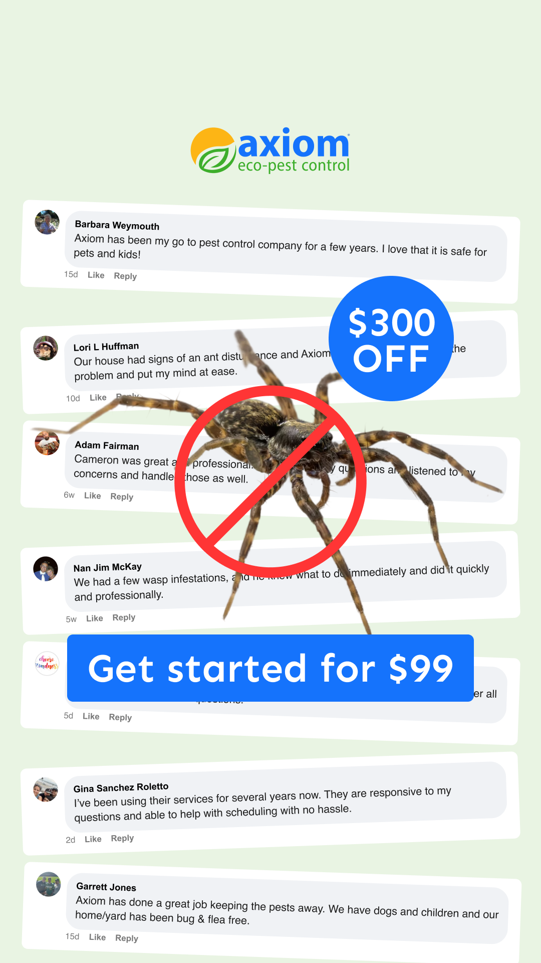Axiom Eco-Pest Control Dallas Facebook ad from Jan 8, 2026