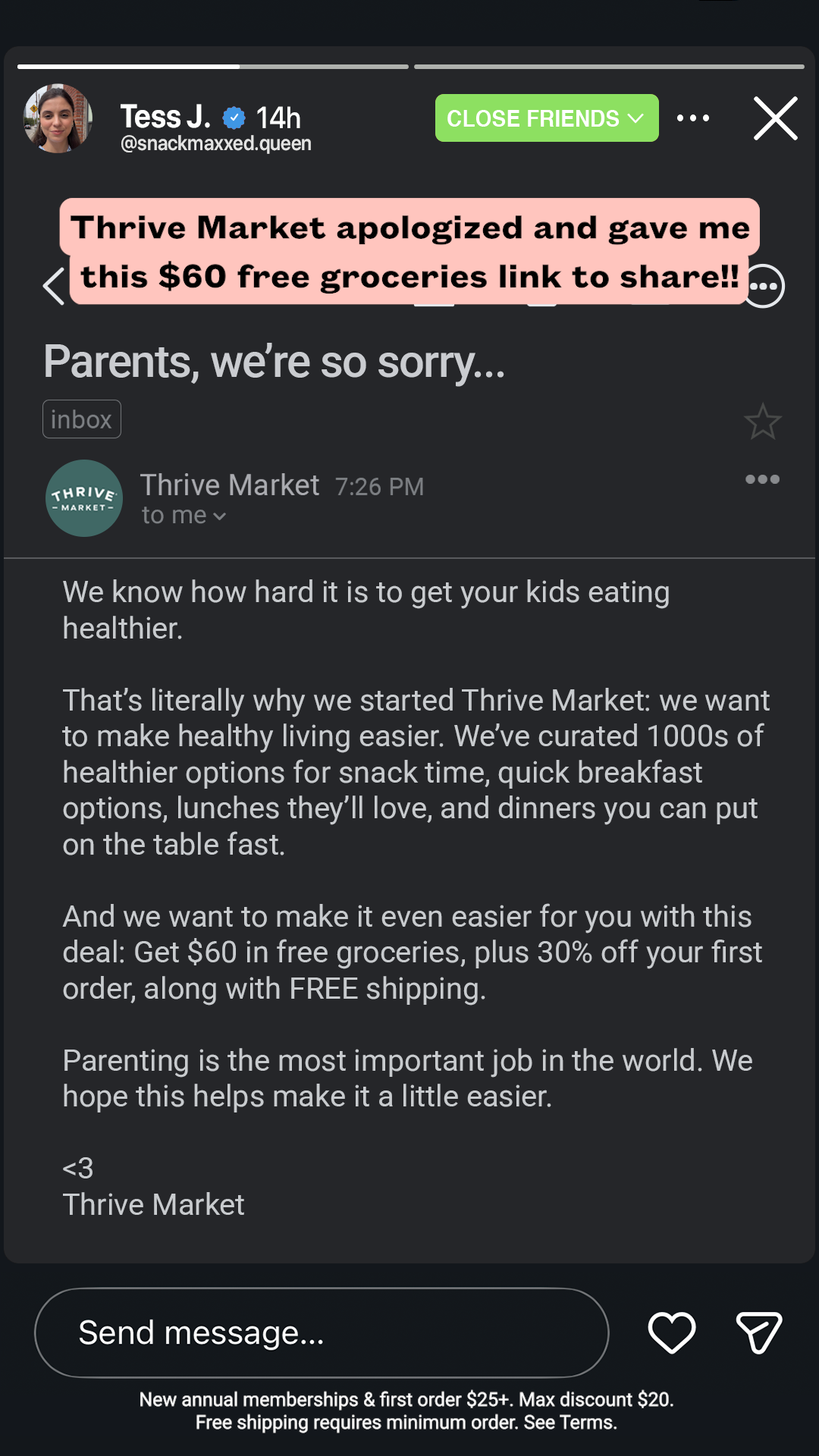 Thrive Market Facebook ad