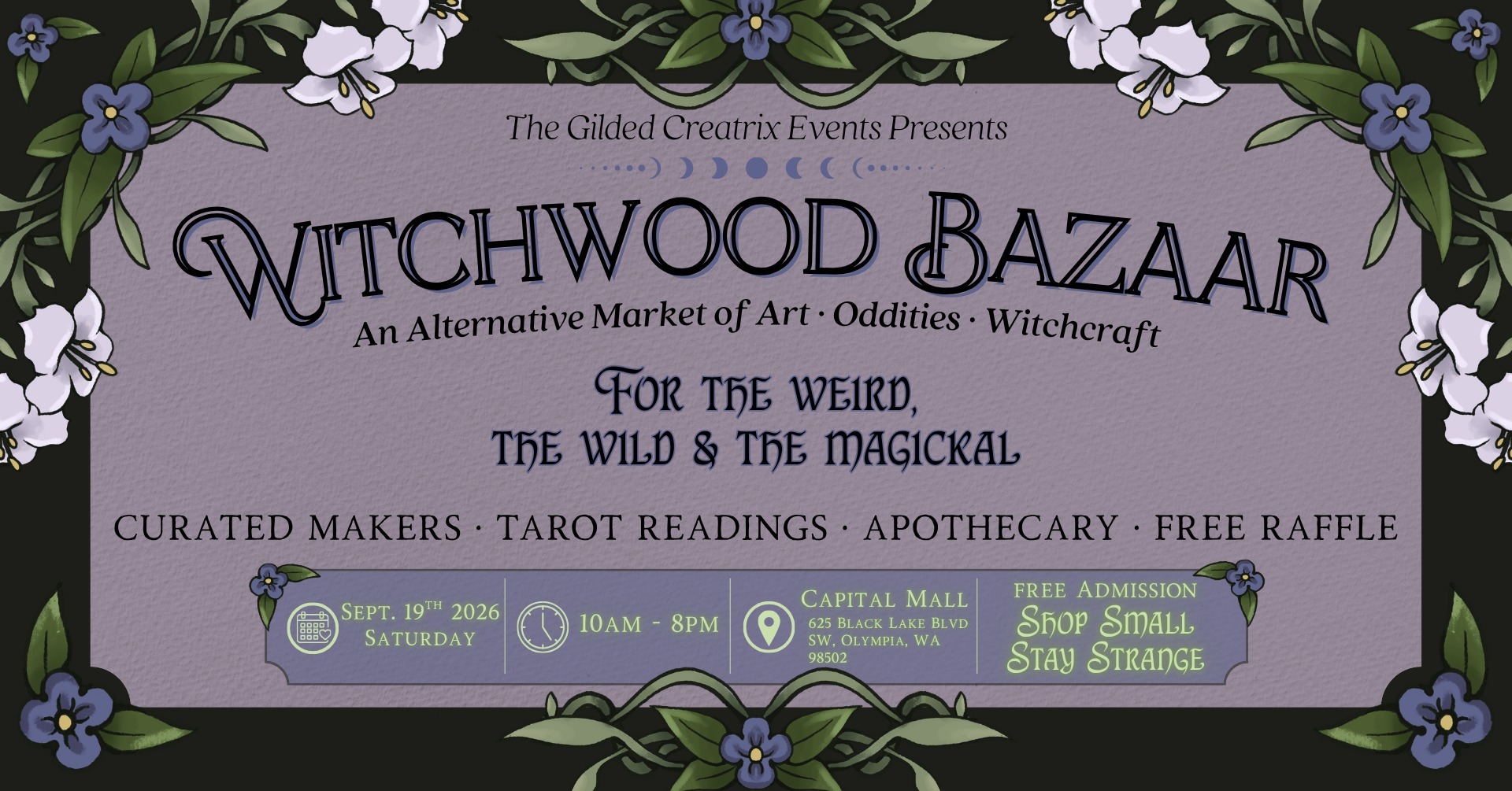 The Gilded Creatrix Events • Metaphysical Experiences & Markets Facebook ad: Witchwood Bazaar ✧ Metaphysical Market at Capital Mall