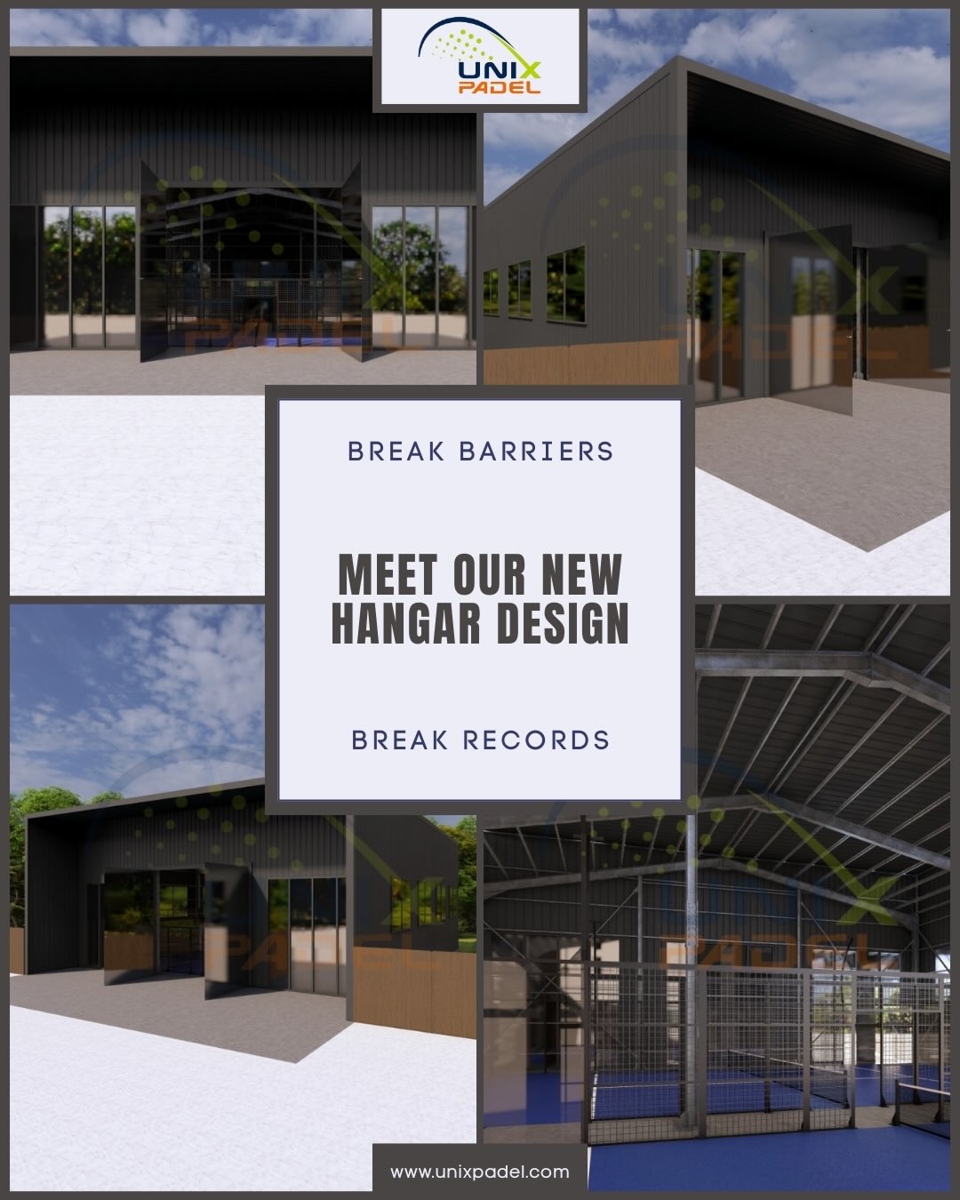 Unixpadel Facebook ad: Experience the magic of construction with Unixpadel!