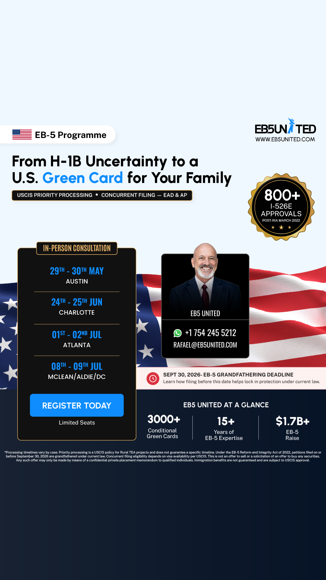 EB5 United Facebook ad from Jun 2, 2026