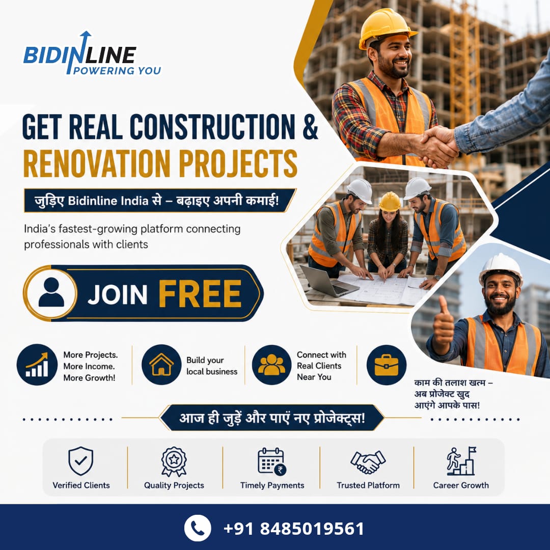Bidinline India Facebook ad: Join Free / Real Clients / Real Projects