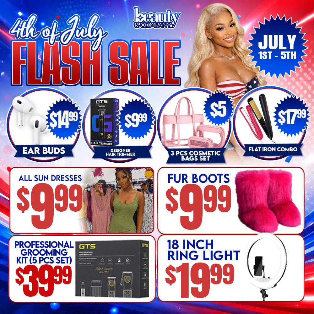 Beauty & Company Facebook ad: 4TH OF JULY FLASH SALE