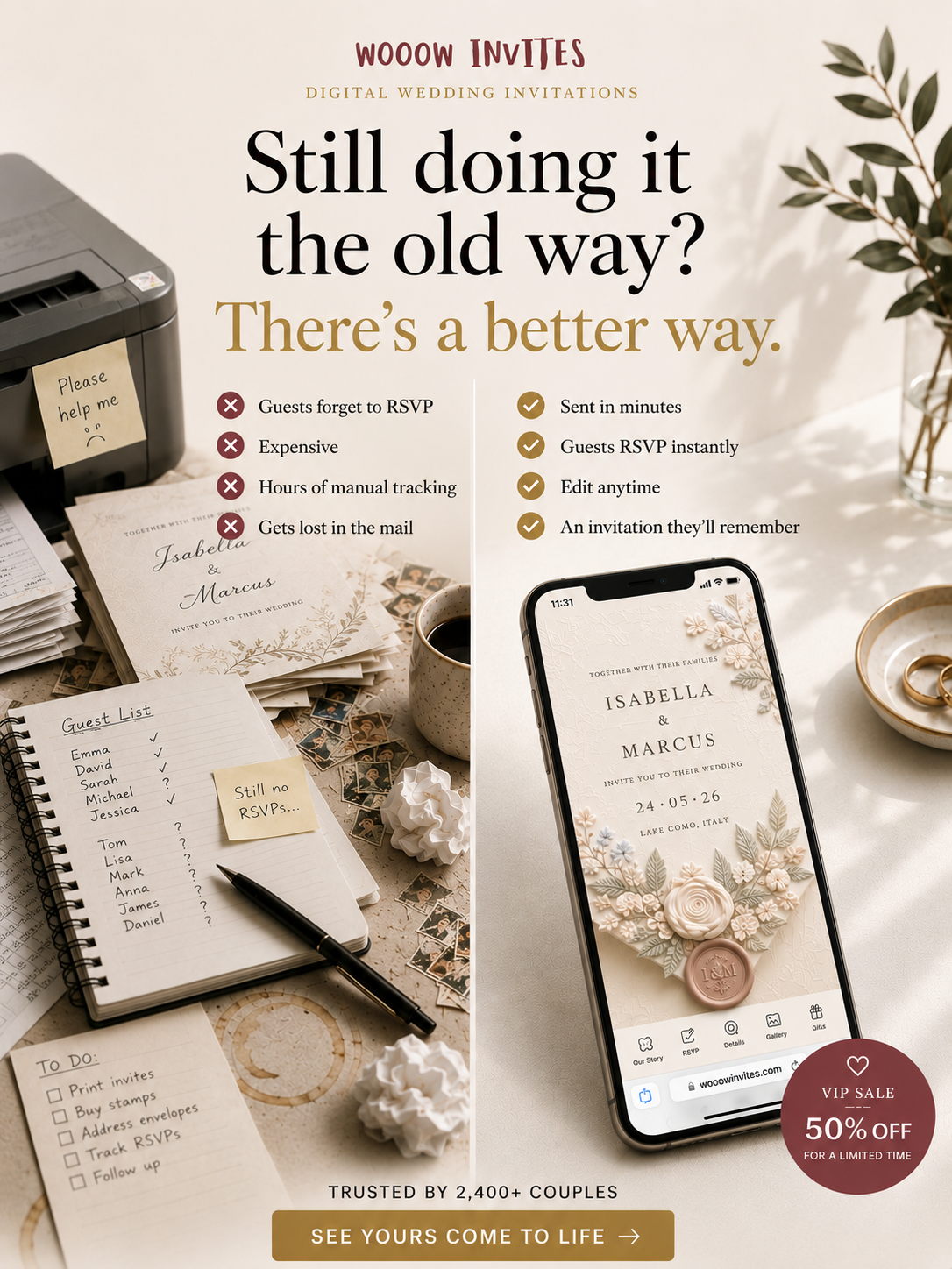 Wooow Invites Facebook ad