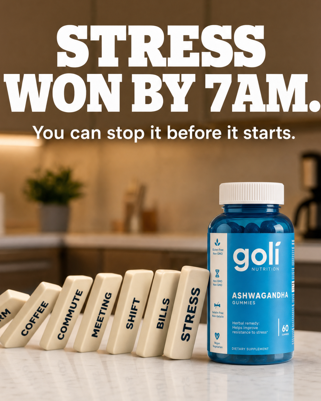 Goli Facebook ad: Meditated. Still Stressed.