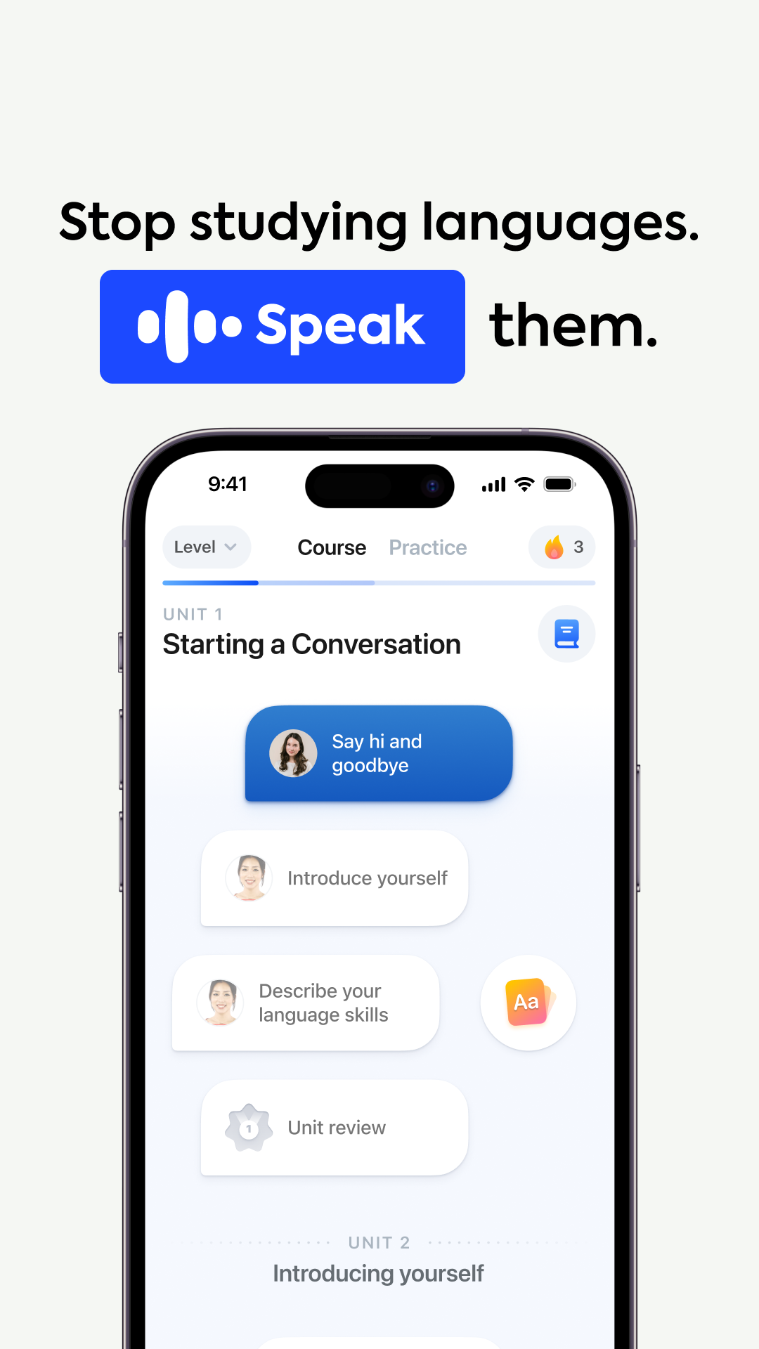 Speak Facebook ad