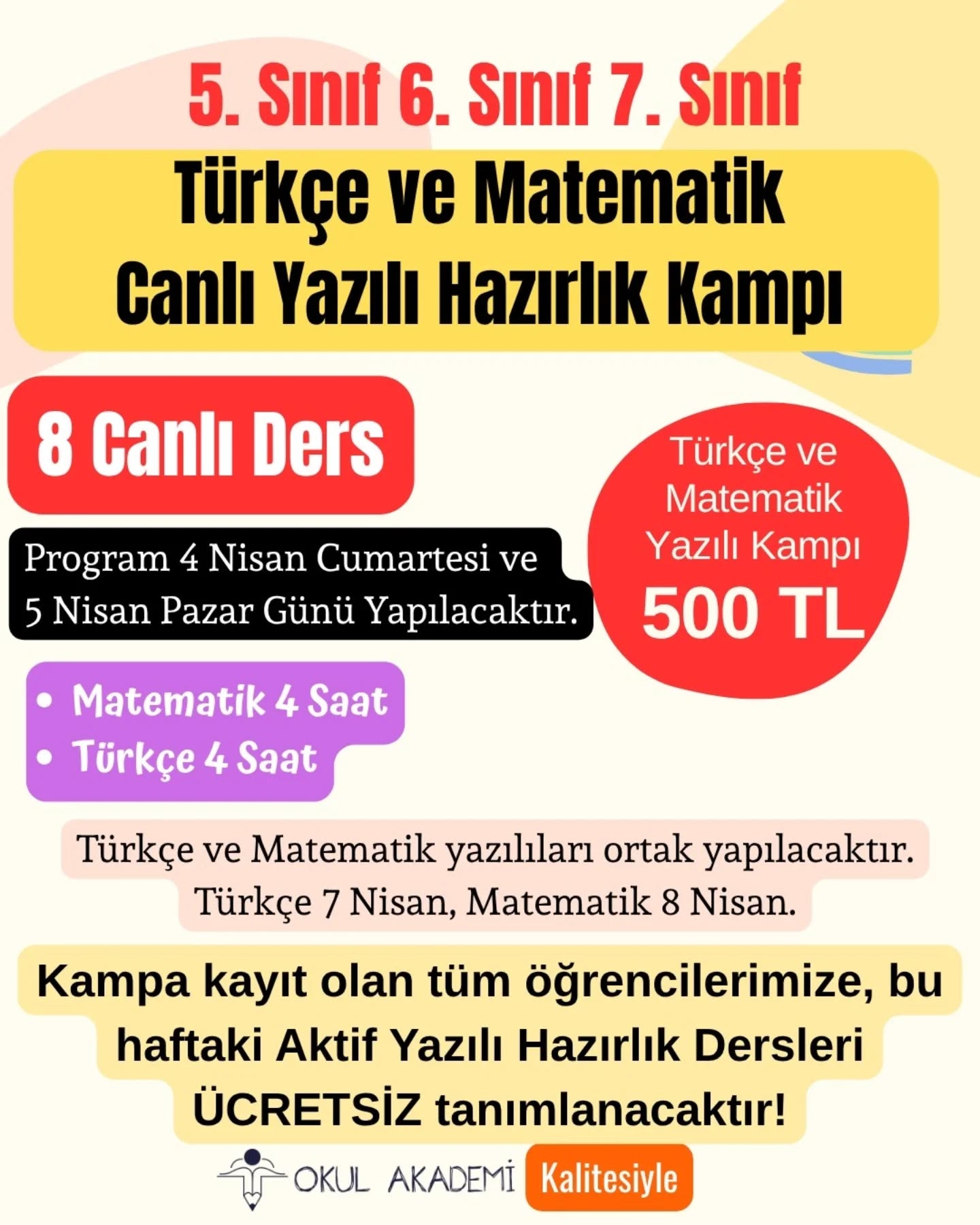 Okul Akademi Facebook ad: 5, 6 ve 7.