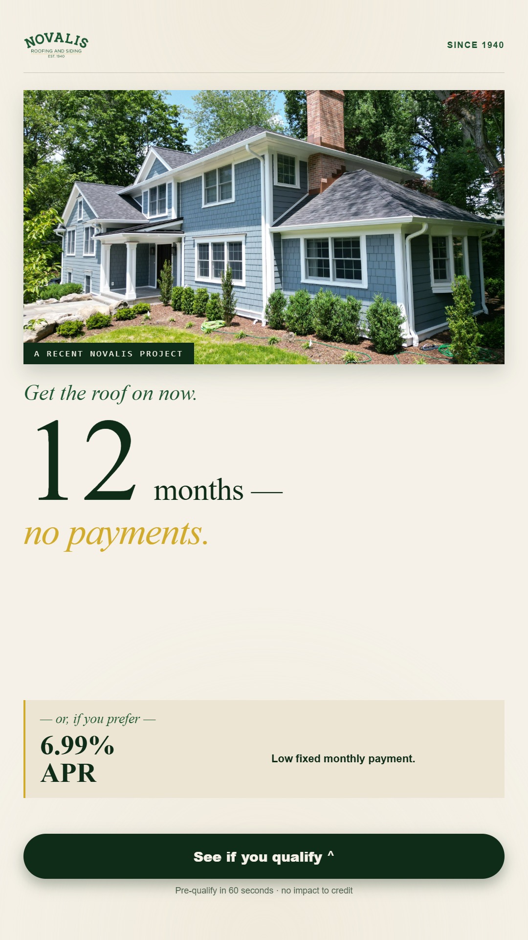 Novalis Roofing & Siding Facebook ad