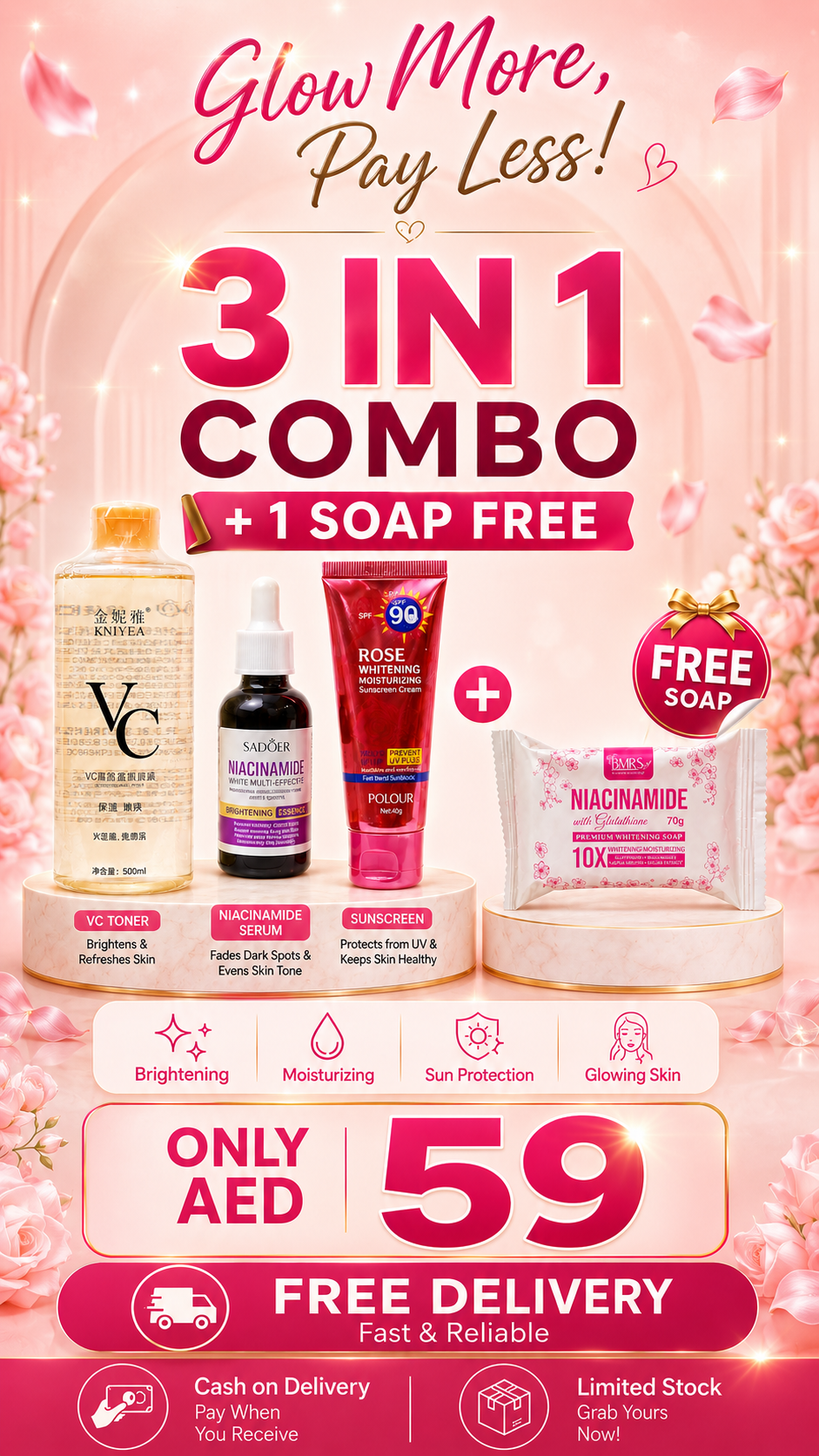Skin Vie & Co. Facebook ad: 3 in 1 Combo + Soap FREE