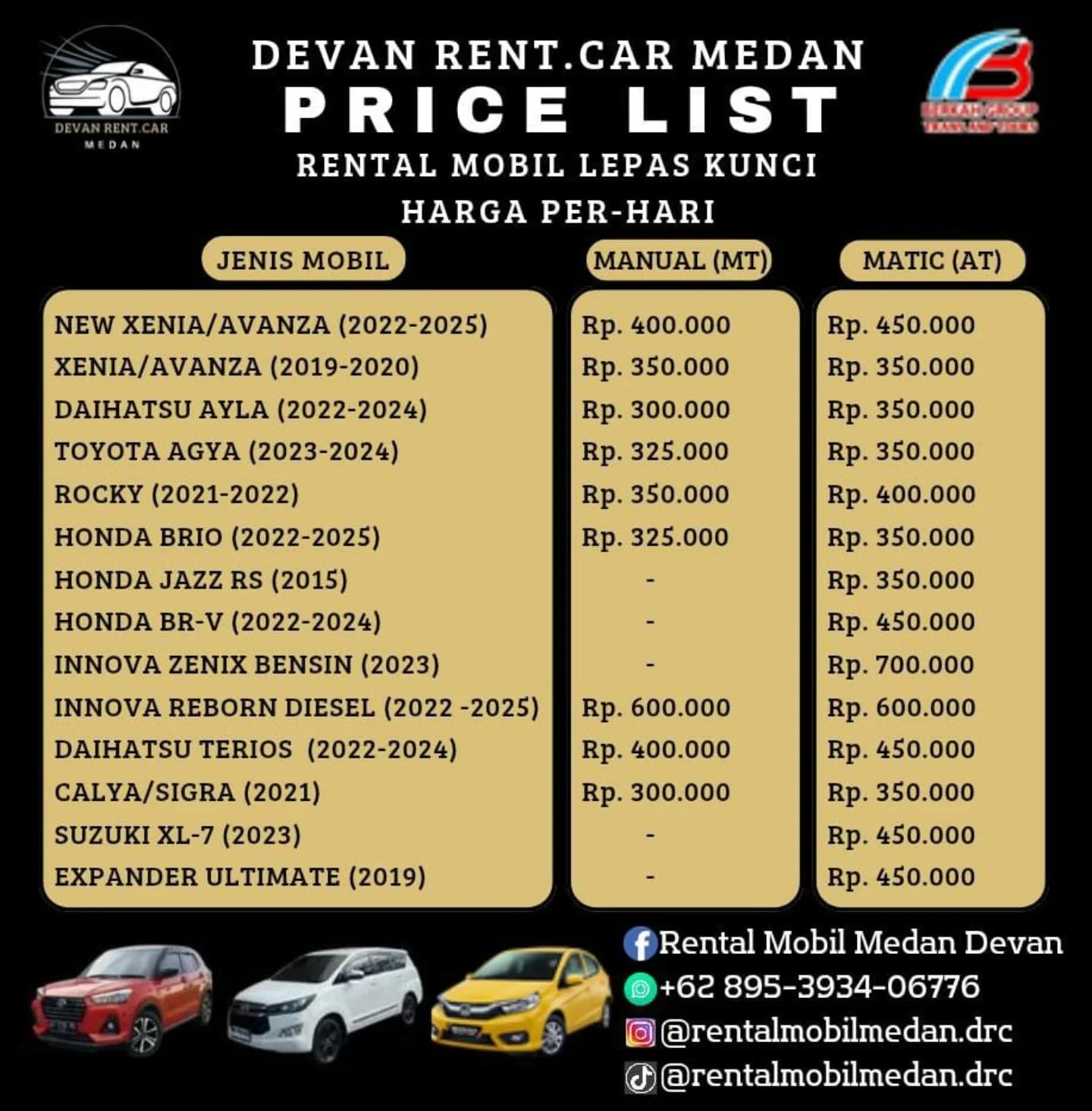 Rental Mobil Medan Devan Facebook ad
