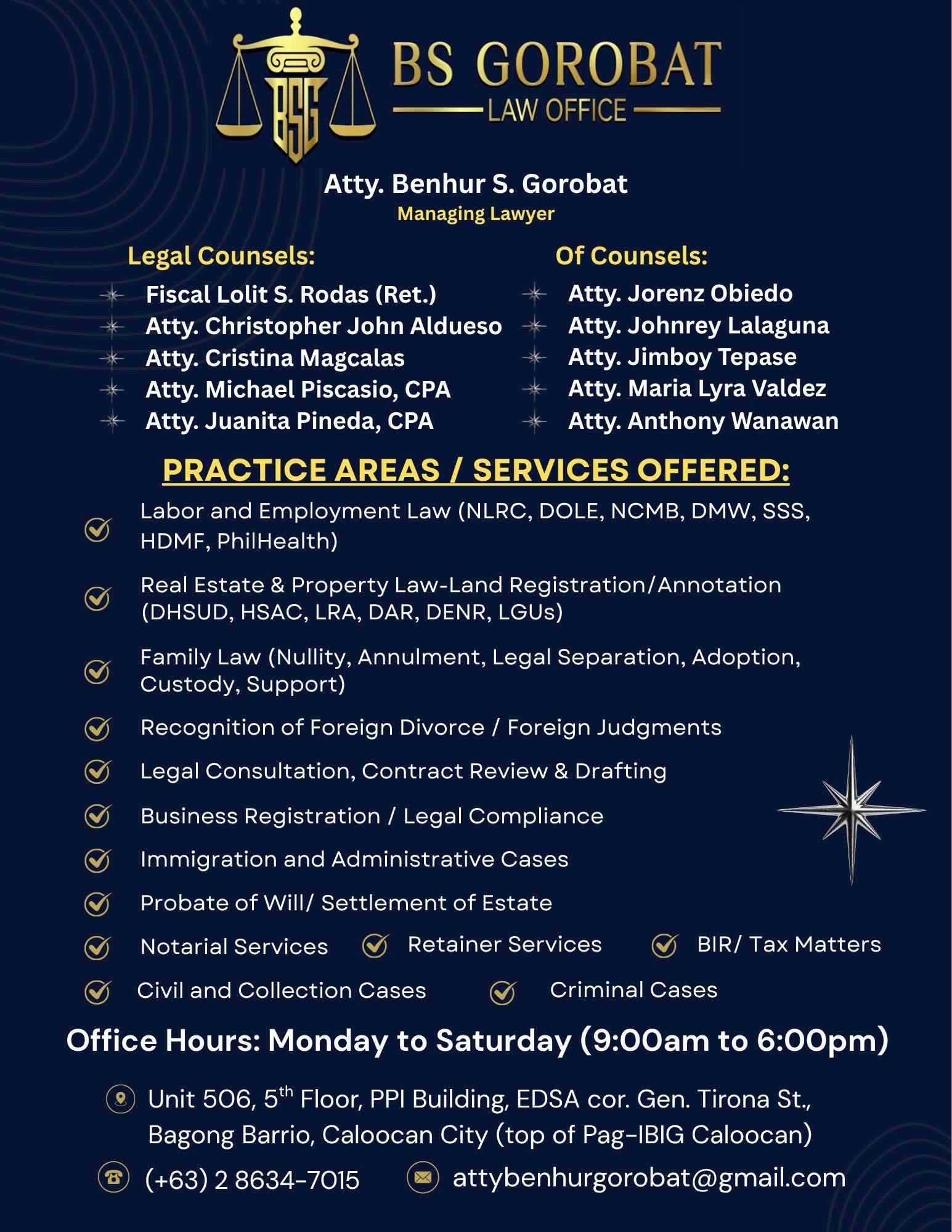 BS Gorobat LAW Office Facebook ad