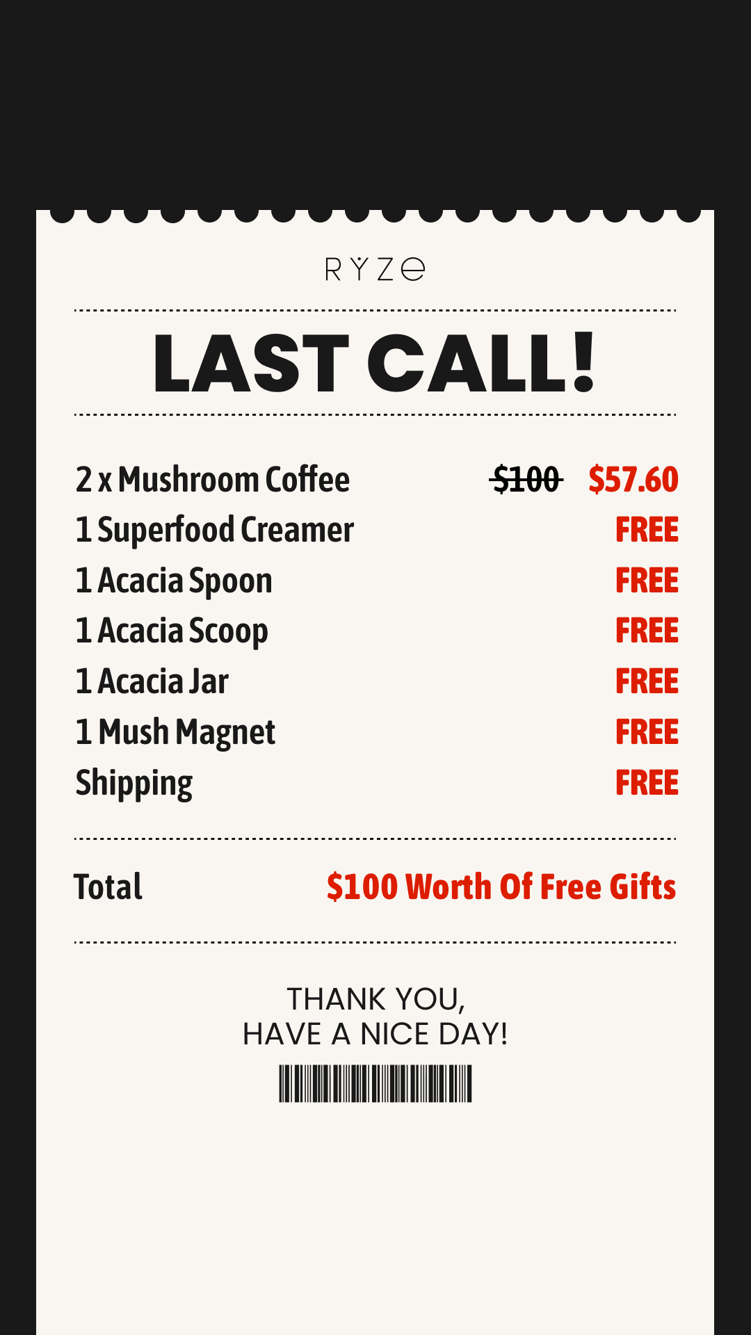 RYZE Superfoods Facebook ad