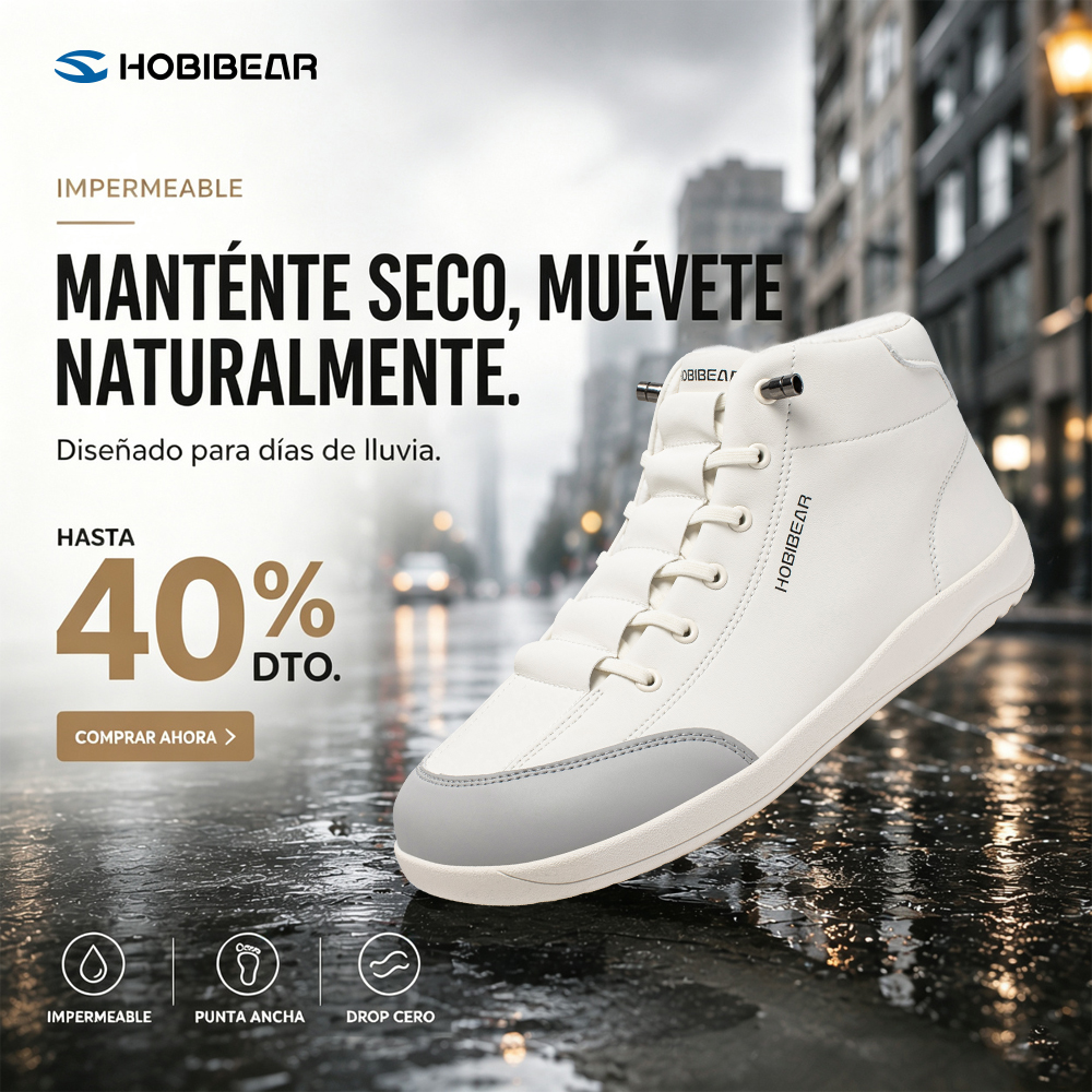 Hobibear.es Facebook ad: Zapatillas Barefoot Impermeables para el Día a Día