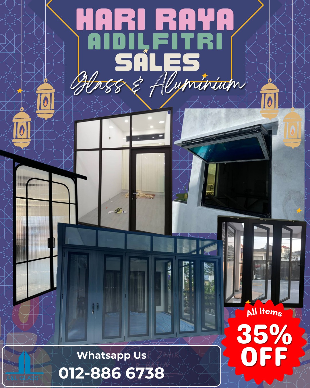 L&L Glass - Aluminium Doors & Windows Facebook ad: Hari Raya Sales: Save 35% on All Aluminium…