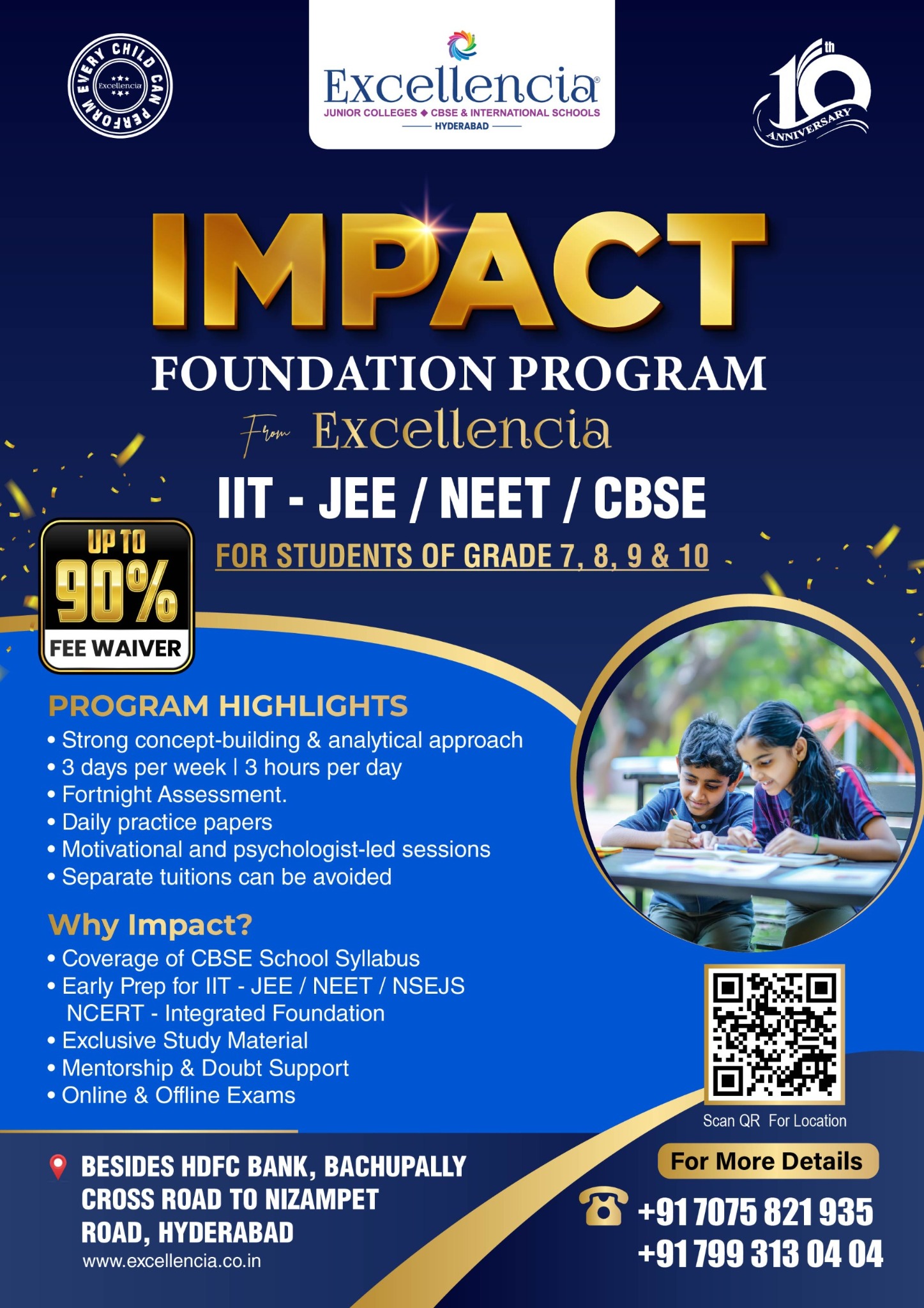 Excellencia Junior Colleges Facebook ad: IIT JEE foundation classes Bachupally