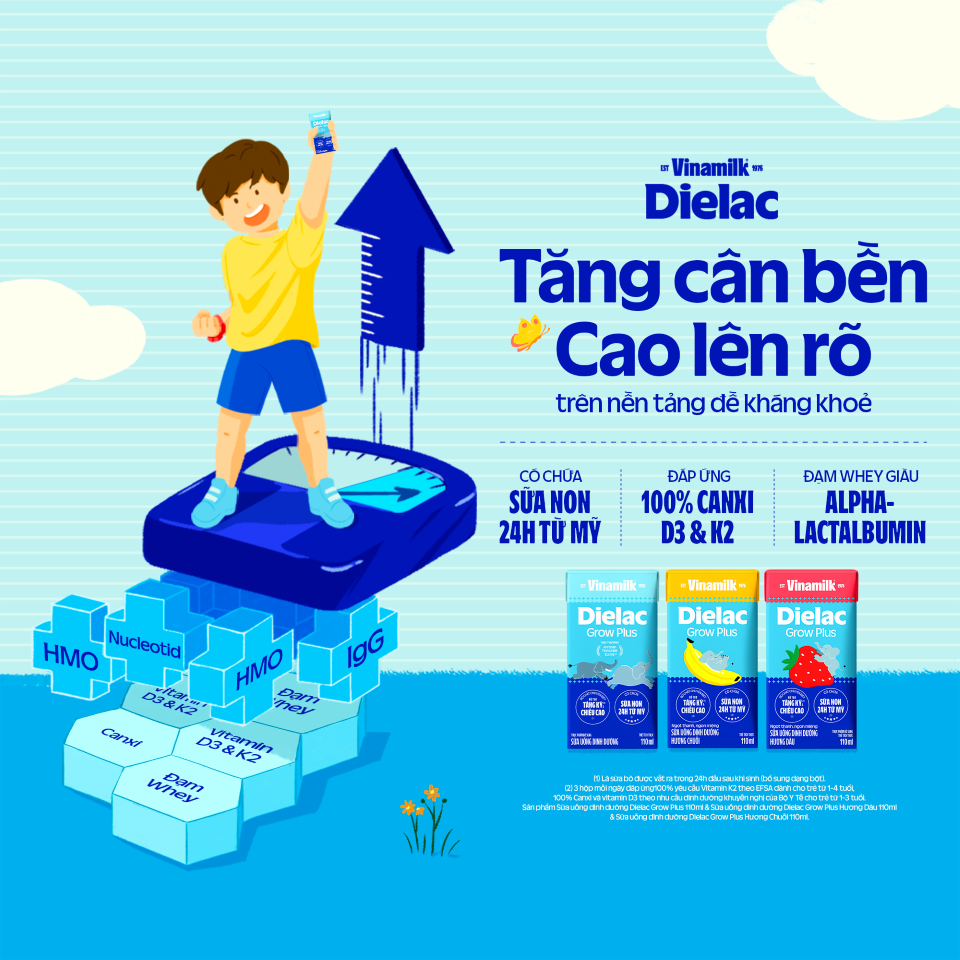 Vinamilk Mums & Babies Facebook ad: Tăng cân bền - Cao lên rõ