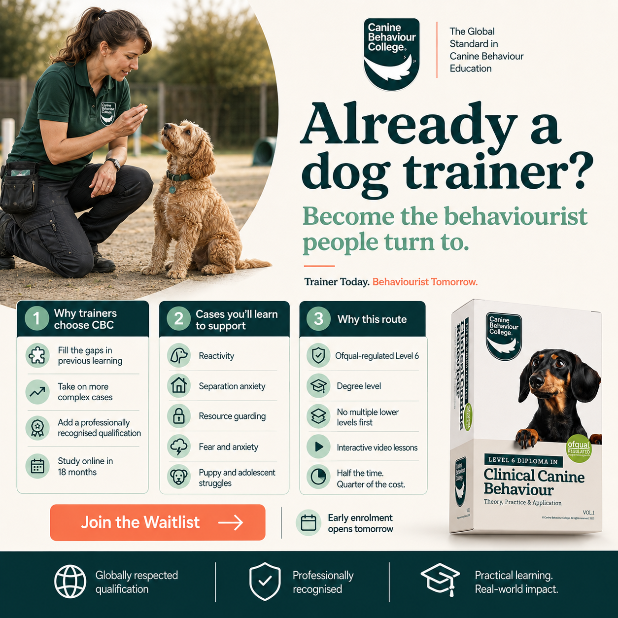 The Canine Behaviour College Facebook ad: Huge Discount TOMORROW - Pre-Register