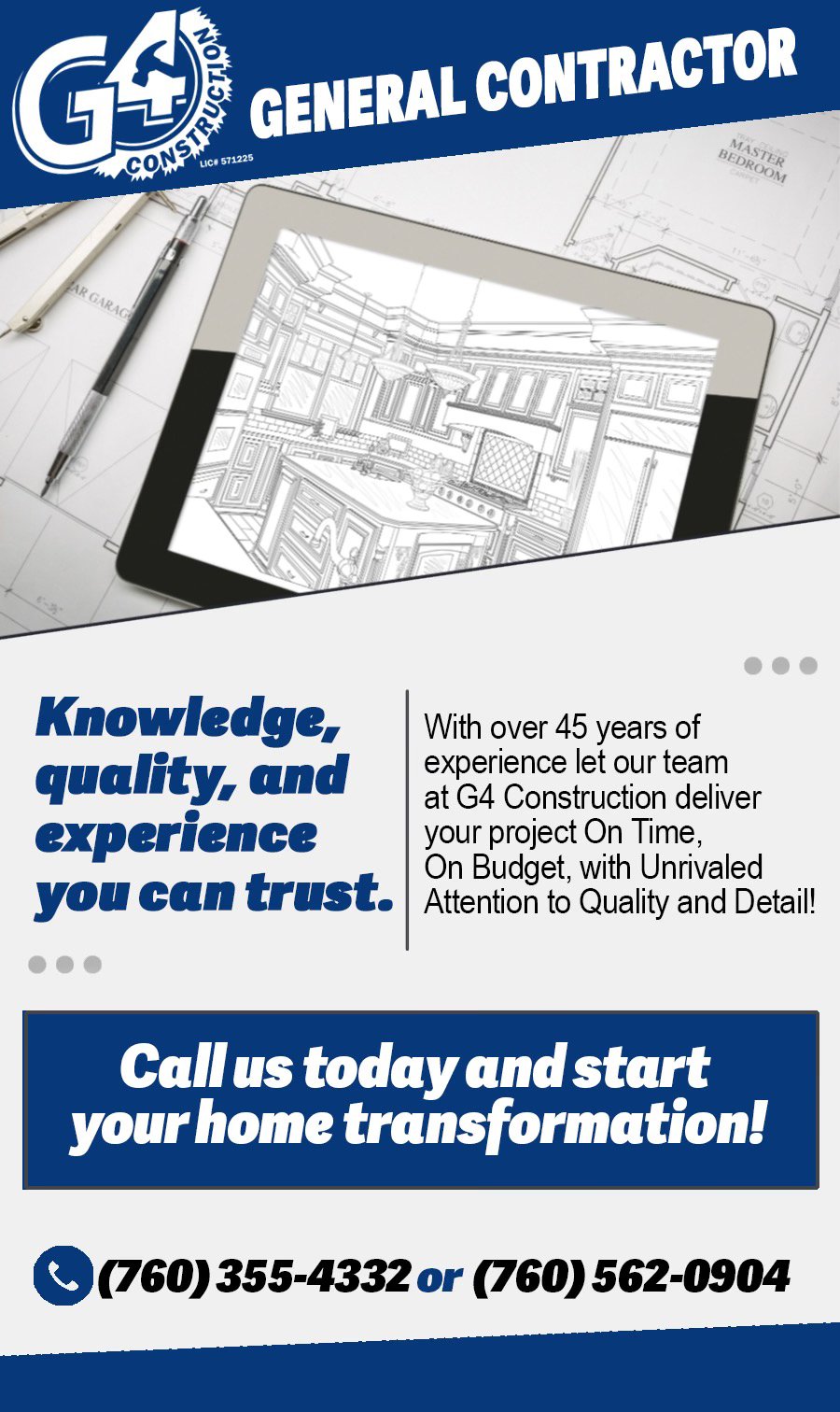 G4 Construction Facebook ad: Residential Contractor
