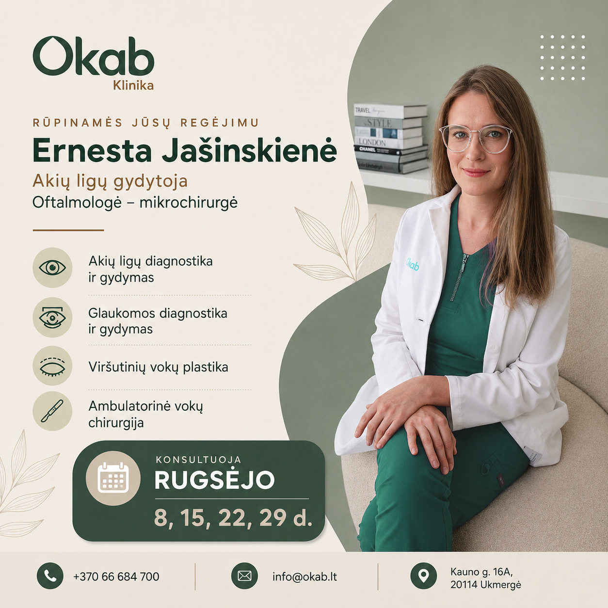 Okab Klinika Facebook ad: Gražesnis ir sveikesnis žvilgsnis, akių vokų chirurgija