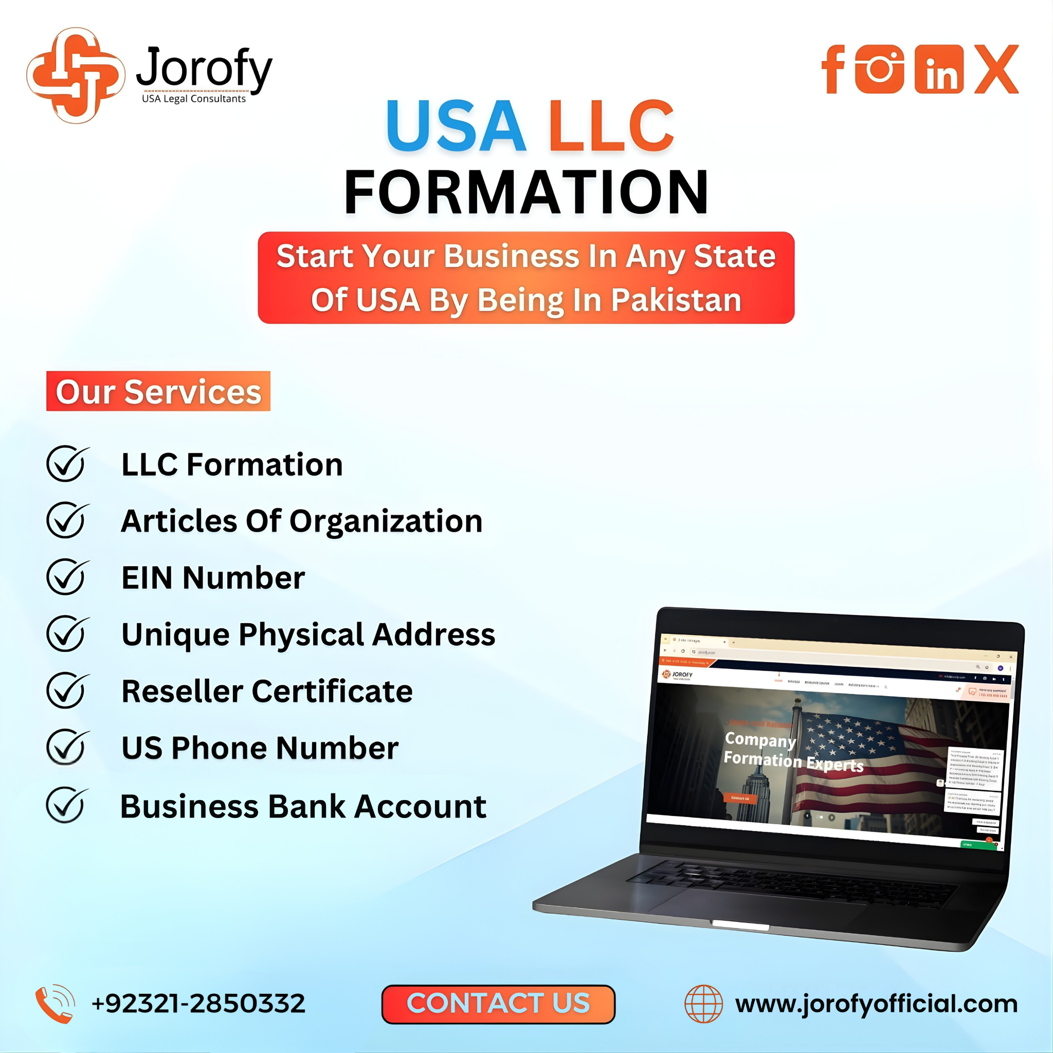 Jorofy Lahore Facebook ad: Register Your US LLC with Jorofy Lahore