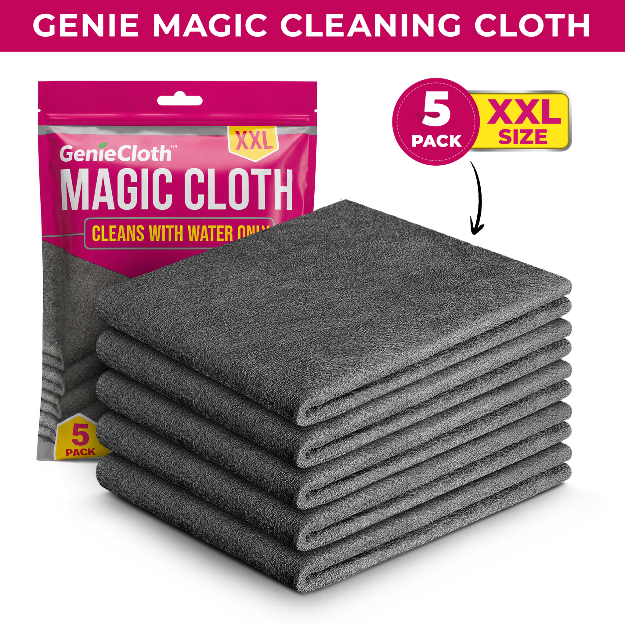 Genie Cloth Facebook ad: Premium Microfiber that Cleans with Just Water