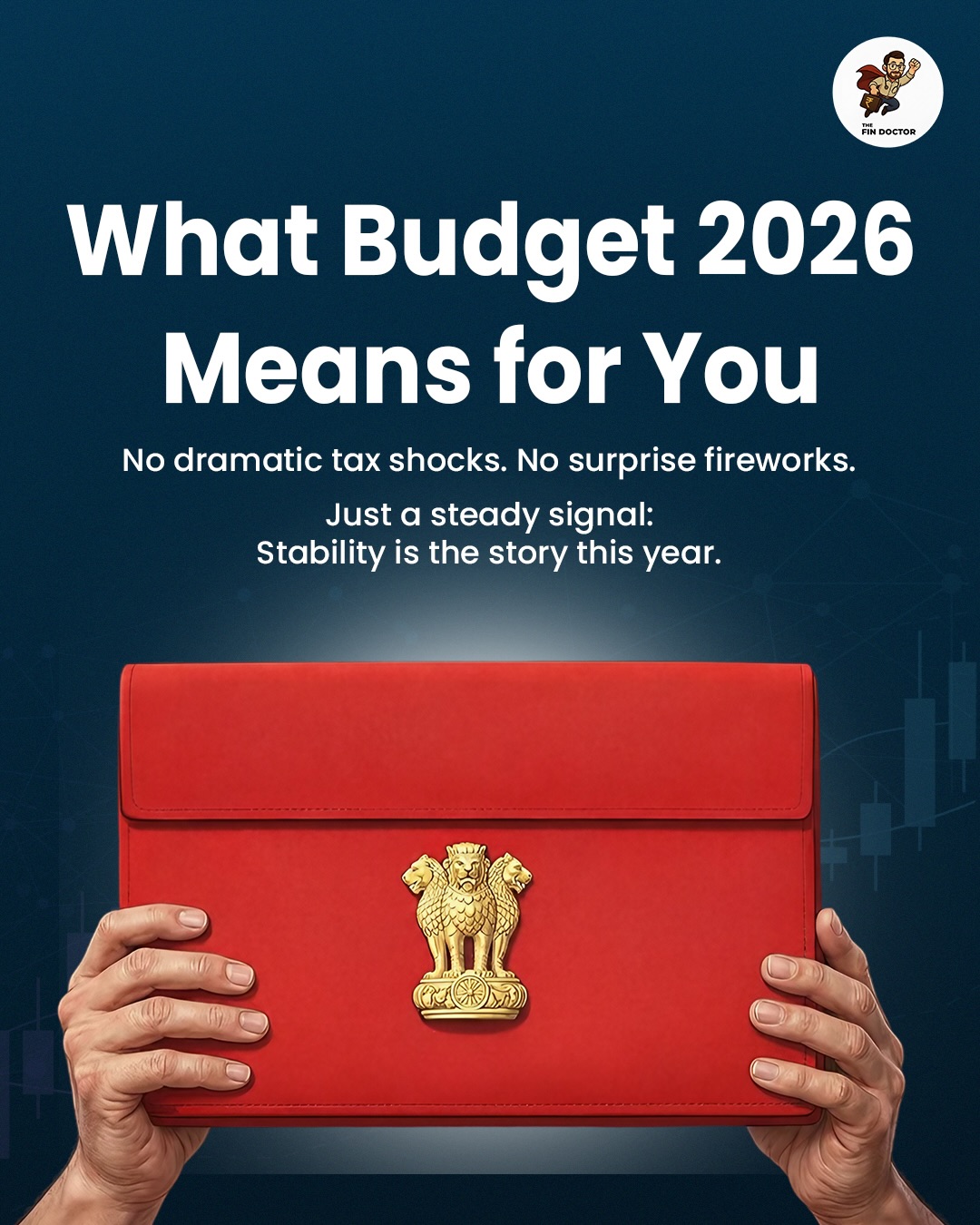 The Fin Doctor Facebook ad: Union Budget 2026 signals stability.