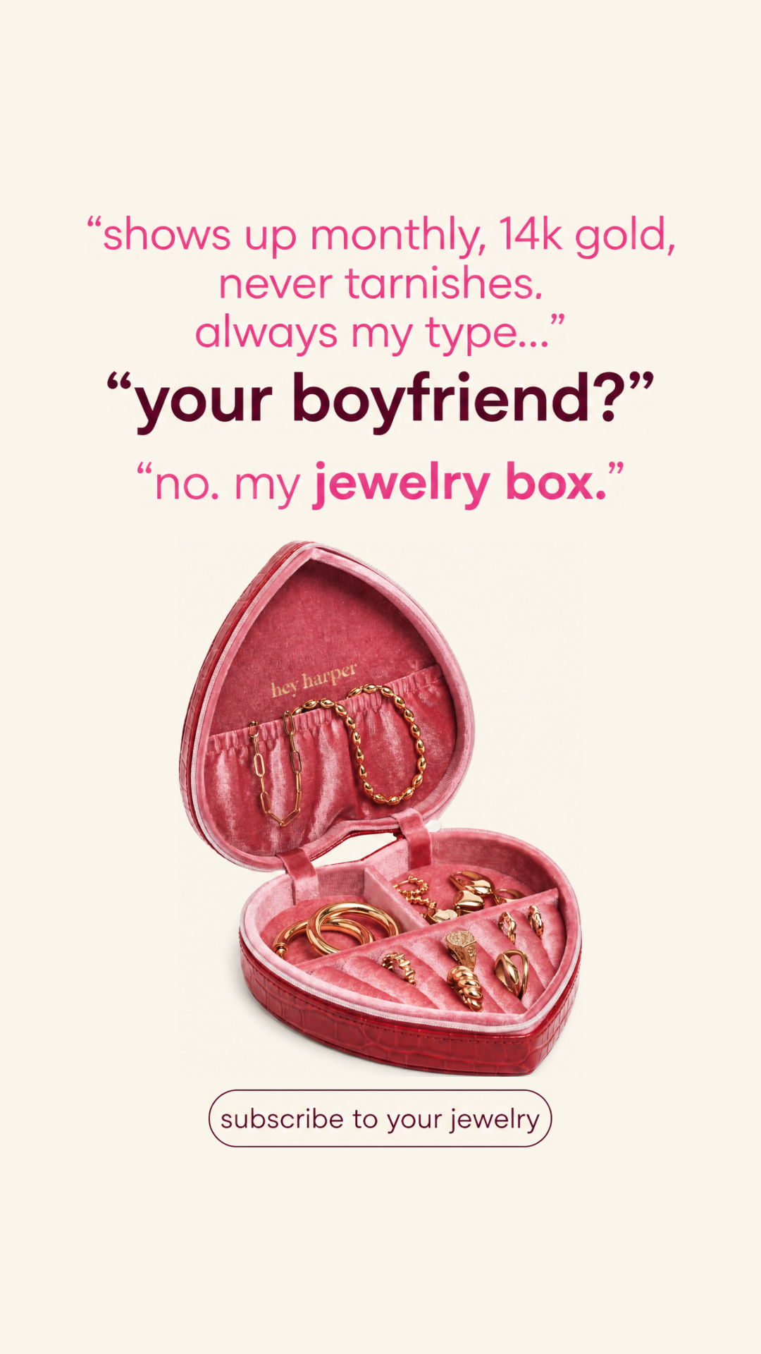 Hey Harper Facebook ad: Jewelry Subscription