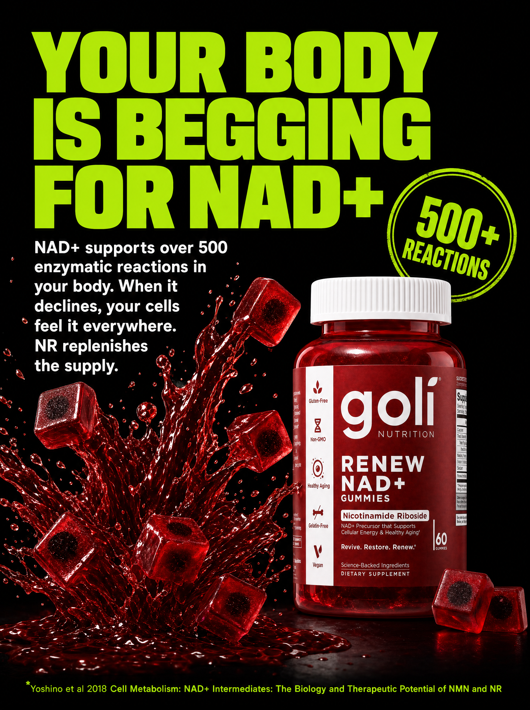 Goli Facebook ad: Your NAD+ Is Lower Than It Was Last Year