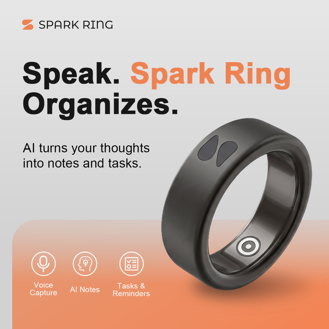 Spark Ring Facebook ad: Spark Ring, The Smart Ring Built to Capture Ideas Instantly