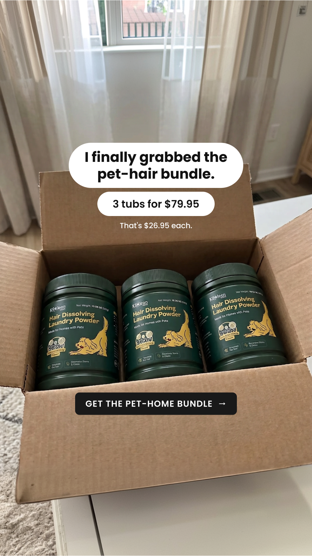 K9Clean Facebook ad: Pet Hair in Laundry? Solve It with K9Clean