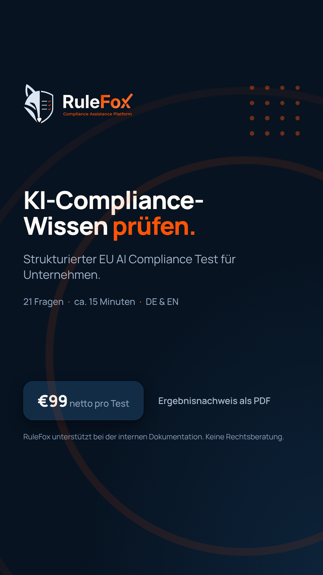 Rulefox Facebook ad: EU AI Compliance Test