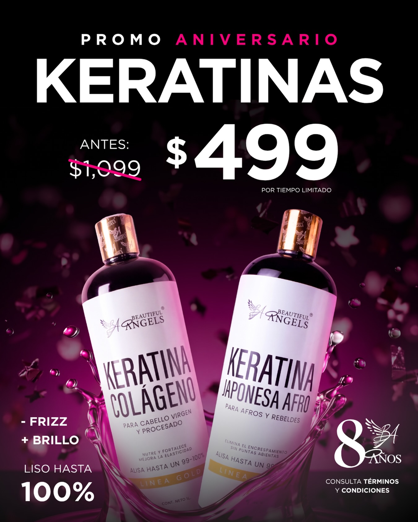 Beautiful Angels Facebook ad: KERATINAS GOLD A SOLO $499 POR ANIVERSARIO