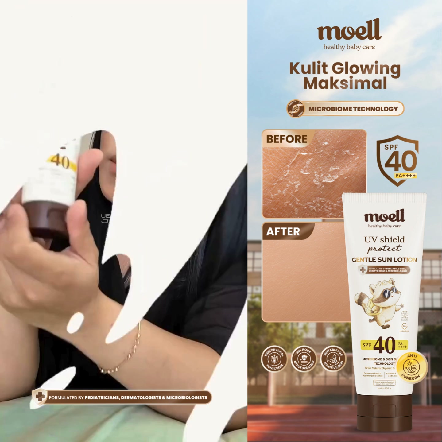 Moell Indonesia Facebook ad: Yuk, beli Sun Lotion Moell sekarang dan rasakan nyamannya…