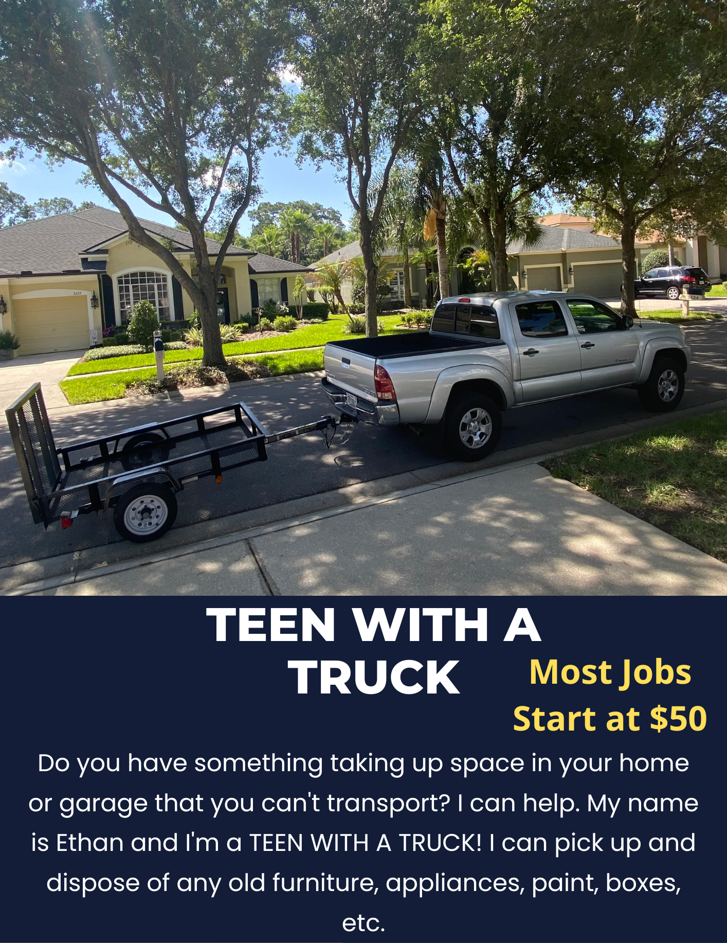 Teen With A Truck LLC Facebook ad from Mar 27, 2024