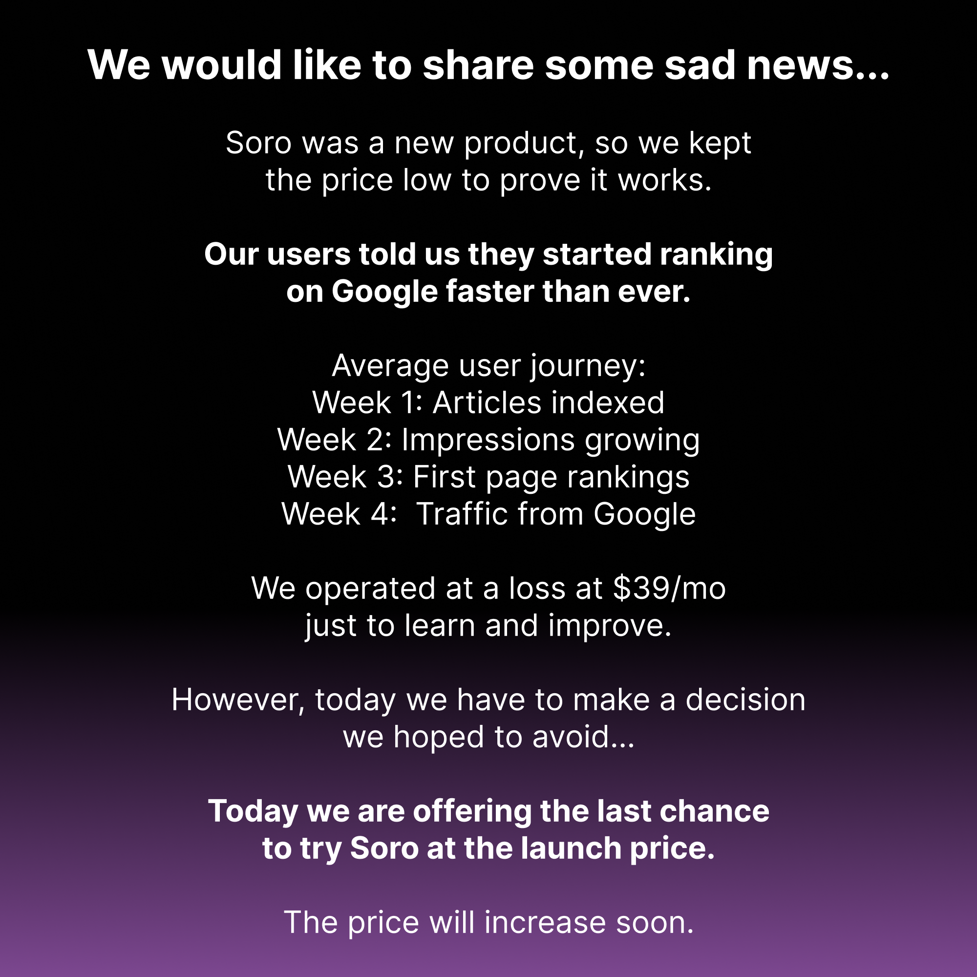 Soro SEO Facebook ad