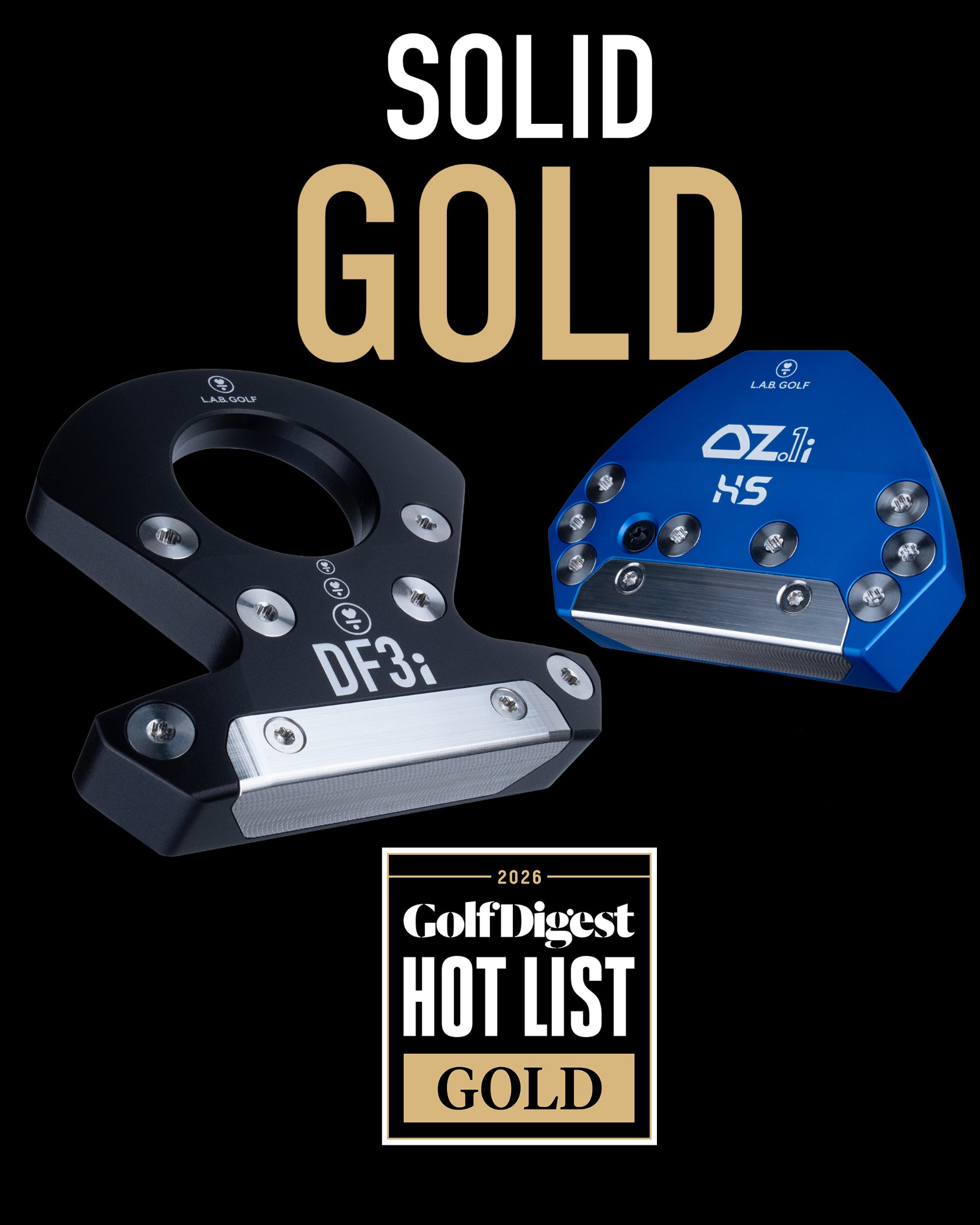 LAB Golf Facebook ad: Two Putters. Two Golds.