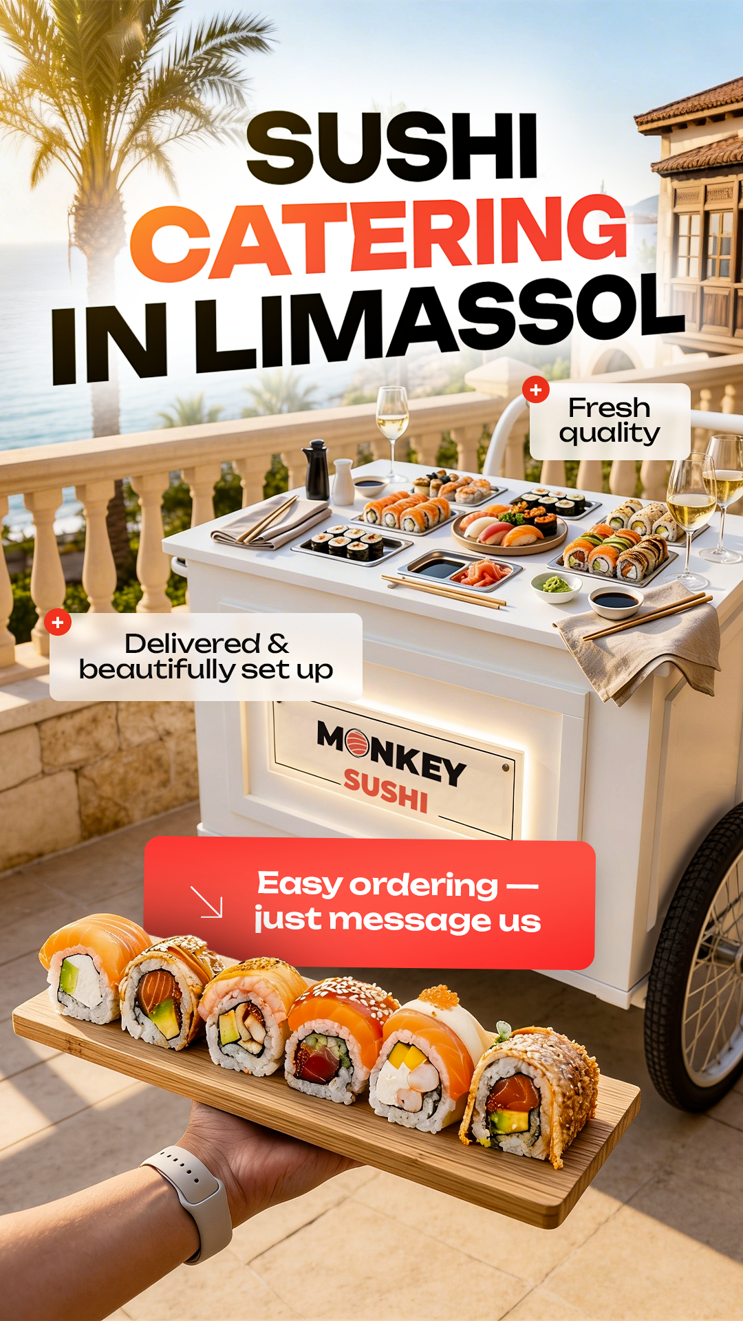 Monkey Sushi - Delivery in Limassol Facebook ad: Planning your next corporate event?