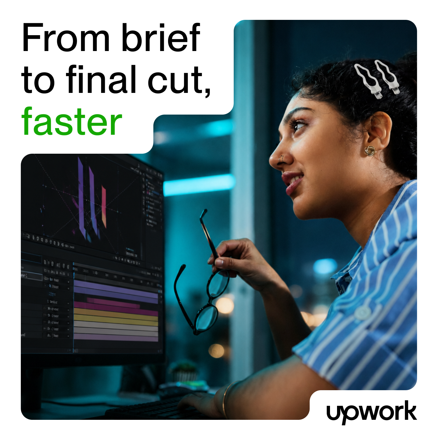 Upwork Facebook ad: Hire creative talent, rated and reviewed