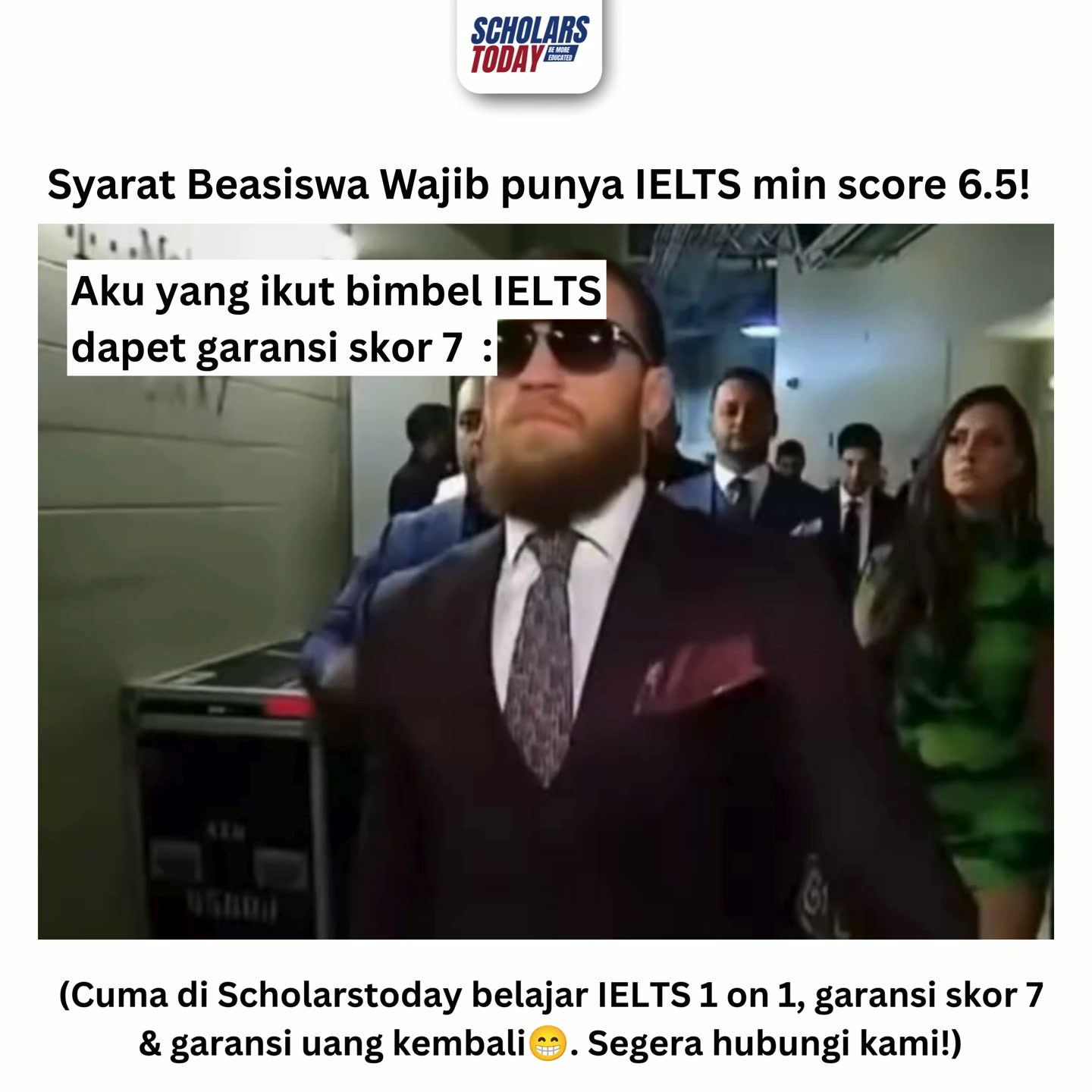 Scholarstoday Facebook ad: Garansi Skor 7 & Garansi Uang Kembali