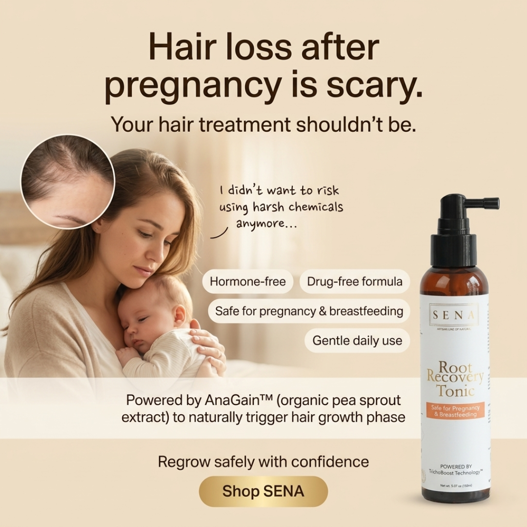 SENA HQ Facebook ad: When your hair starts falling after baby, this is the kind…