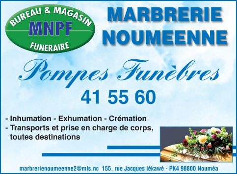 Marbrerie Nouméenne Pompes Funèbres Facebook ad: Contactez Marbrerie Nouméenne Pompes Funèbres