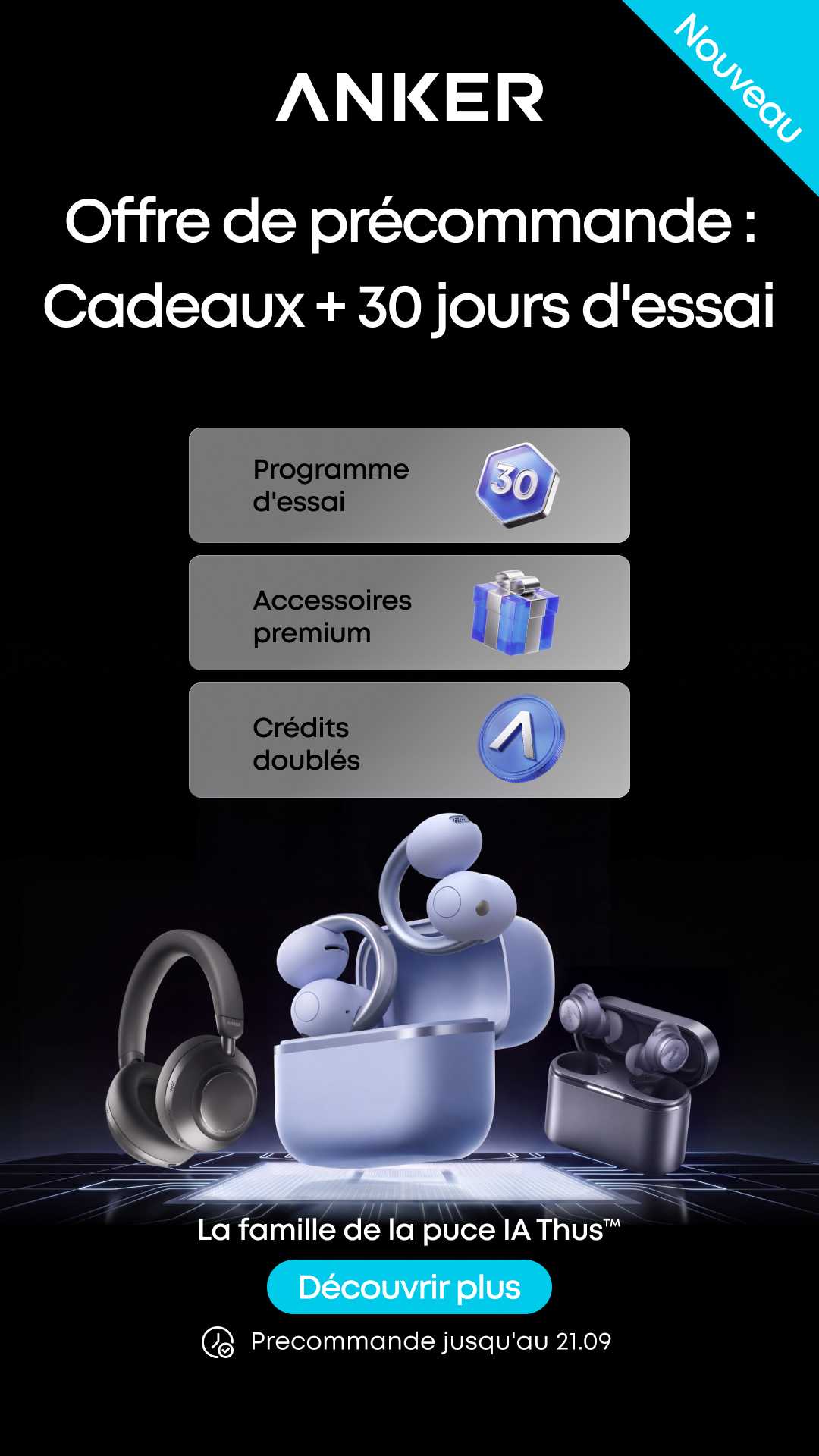 Anker Facebook ad: Nouveauté: 30 jours d'essai gratuit