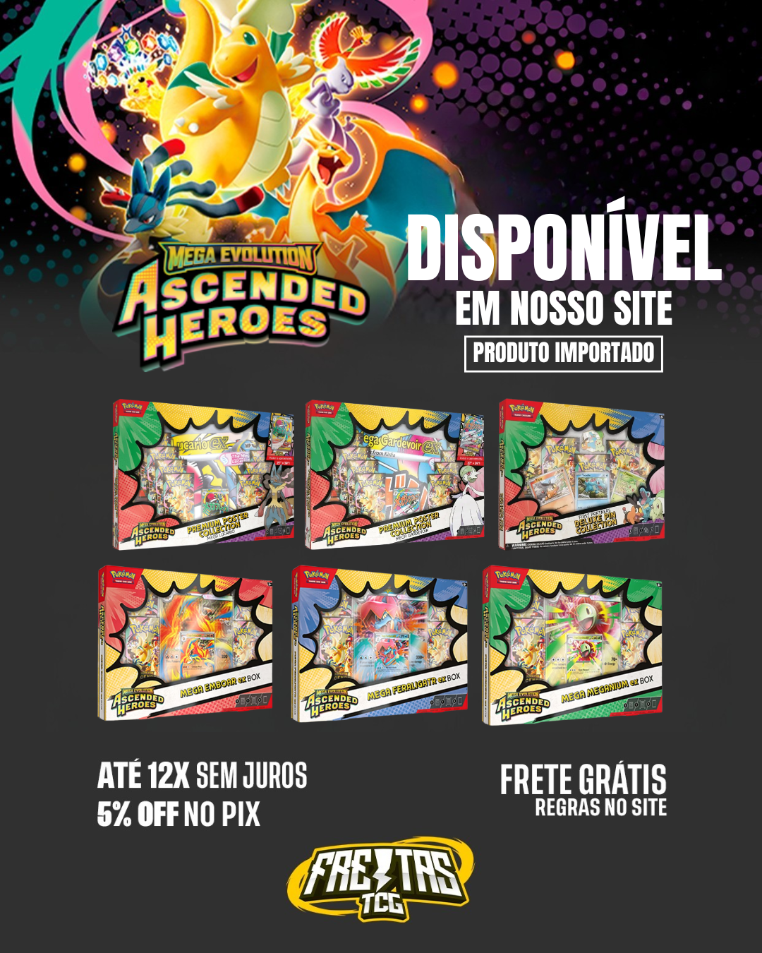 Freitas TCG Facebook ad: NOVAS BOXES DE HERÓIS EXCELSOS IMPORTADAS