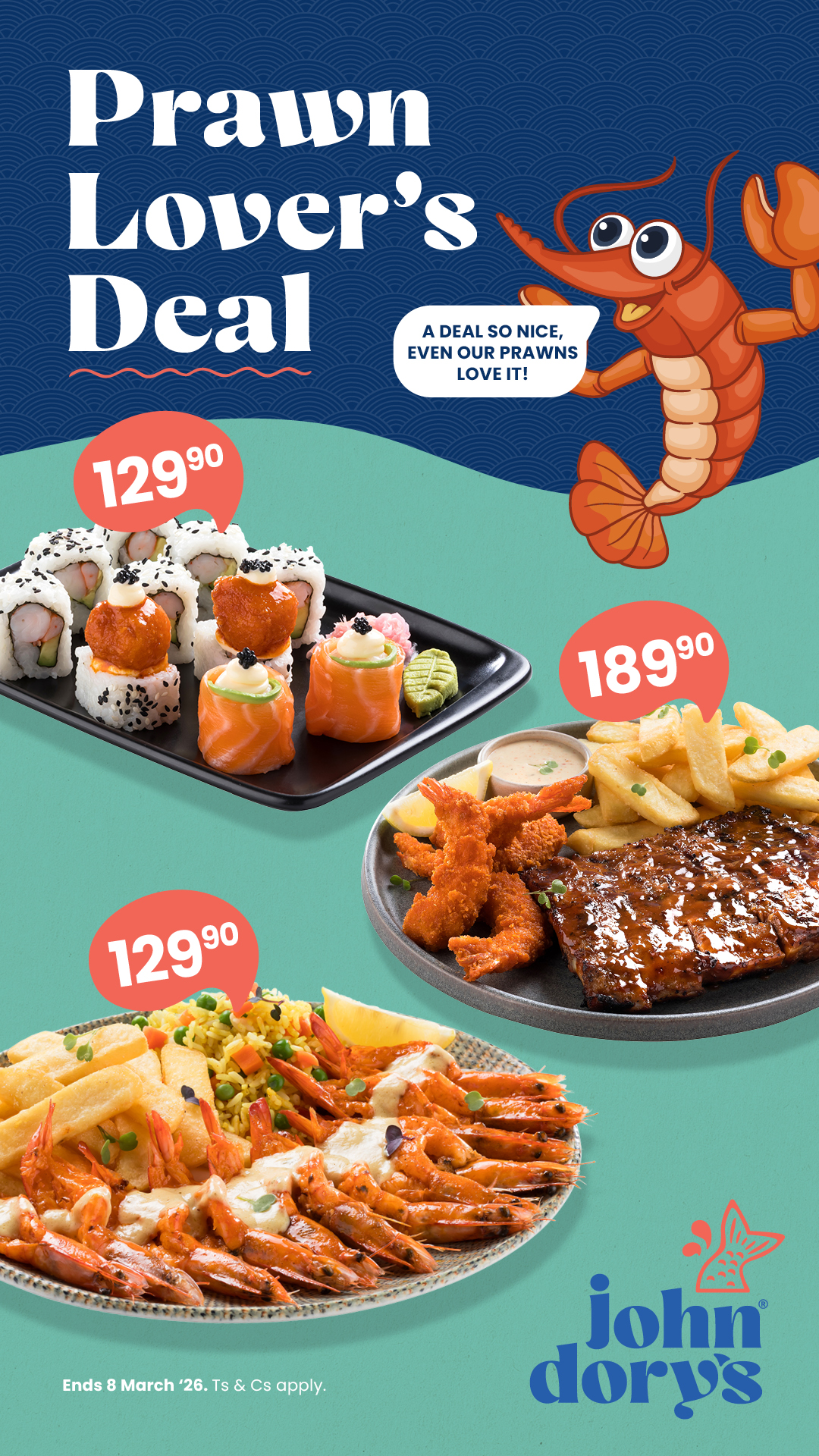 John Dorys Fish, Grill, Sushi. Facebook ad