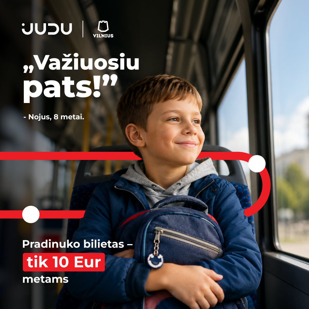 JUDU - Susisiekimo paslaugos Facebook ad: Pradinukams, metai kelionių už 10 Eur