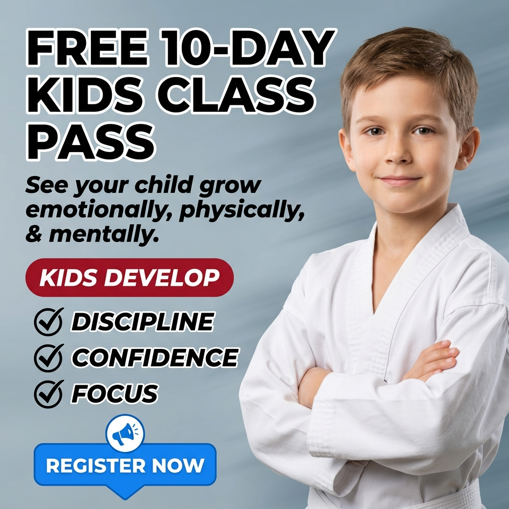 American Blackbelt Martial Arts Facebook ad: Want a FREE 10-Day, Kids Martial Arts Class Pass?