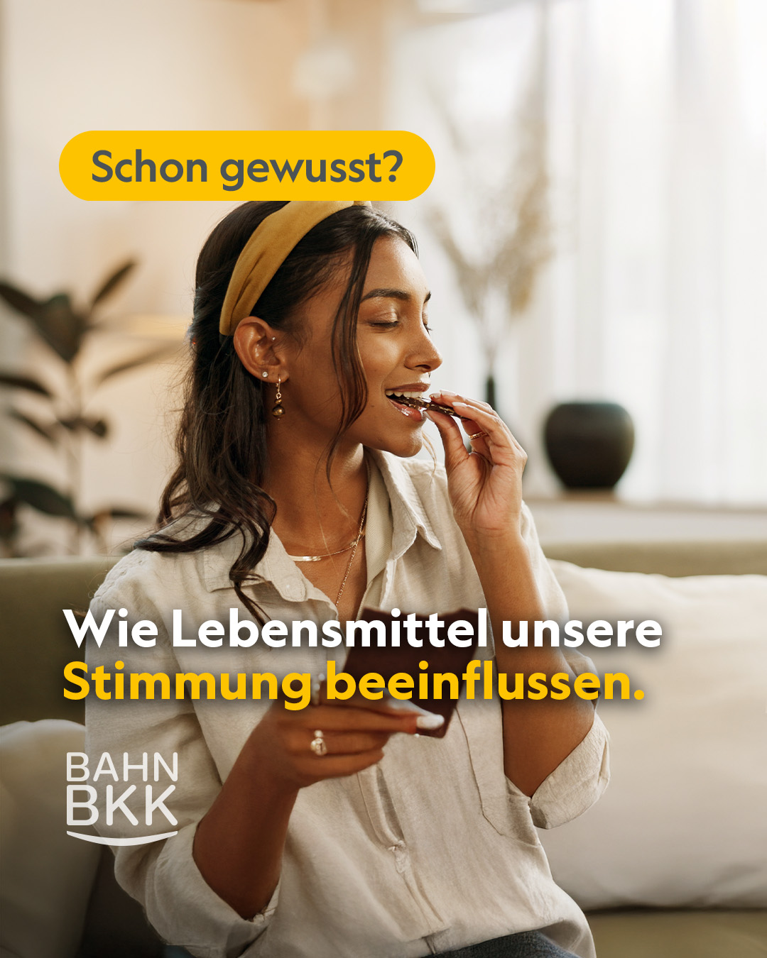 BAHN-BKK Facebook ad: Gute Laune beginnt manchmal schon auf dem Teller.